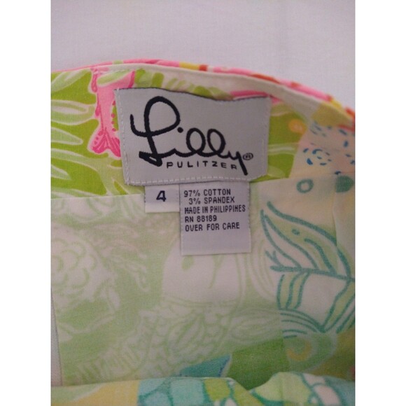 Vintage 1990s Lilly Pulitzer Skort Size 4 tropical Pink green blue Patchwork sea - Picture 8 of 12